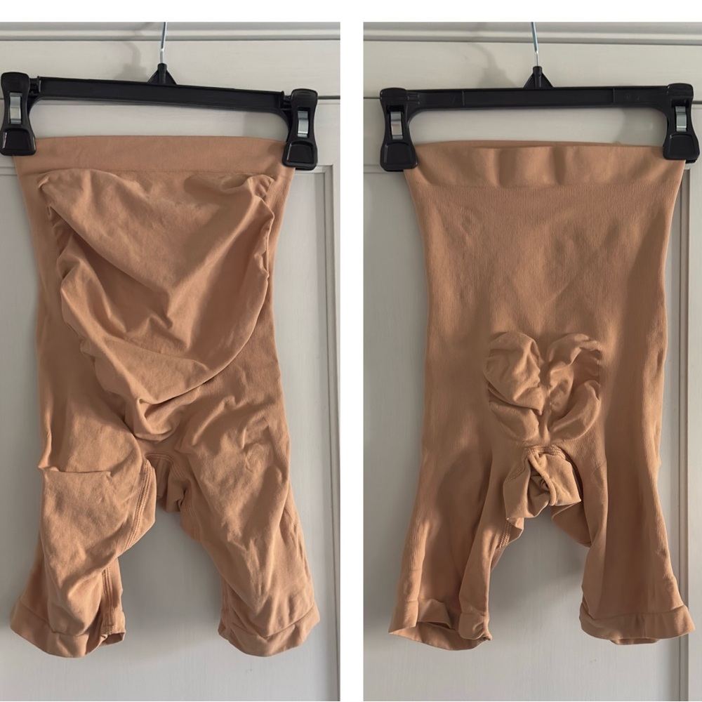SKIMS Nude/Tan High-Waist Mid-Thigh Shapewear Shorts